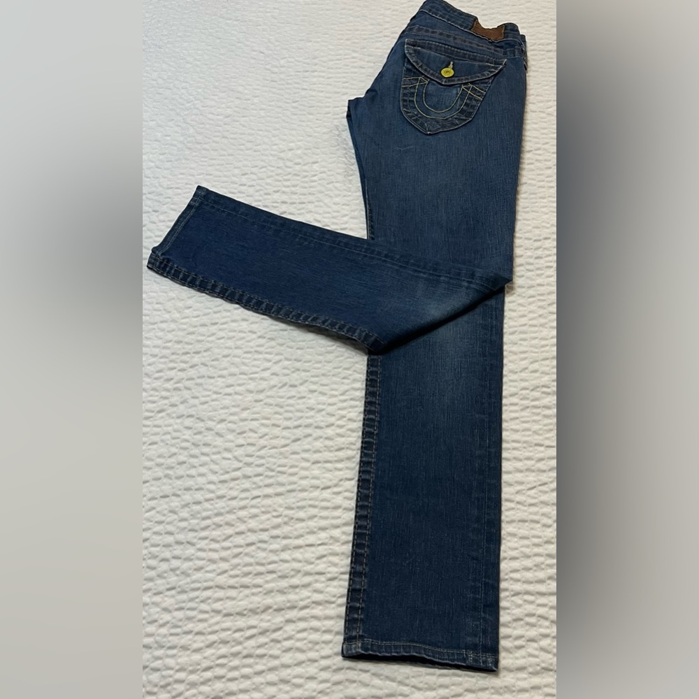 ⭐️ True Religion Yellow Stitch Straight Leg Womens  Jeans - Picture 4 of 13